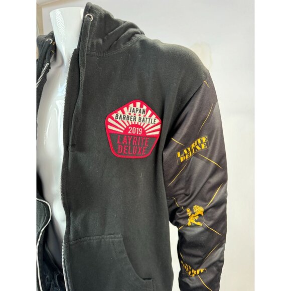 Layrite Deluxe Traditional Barber Battle Hoodie 2019 Tokyo Japan Black Cotton/Po - Picture 14 of 16